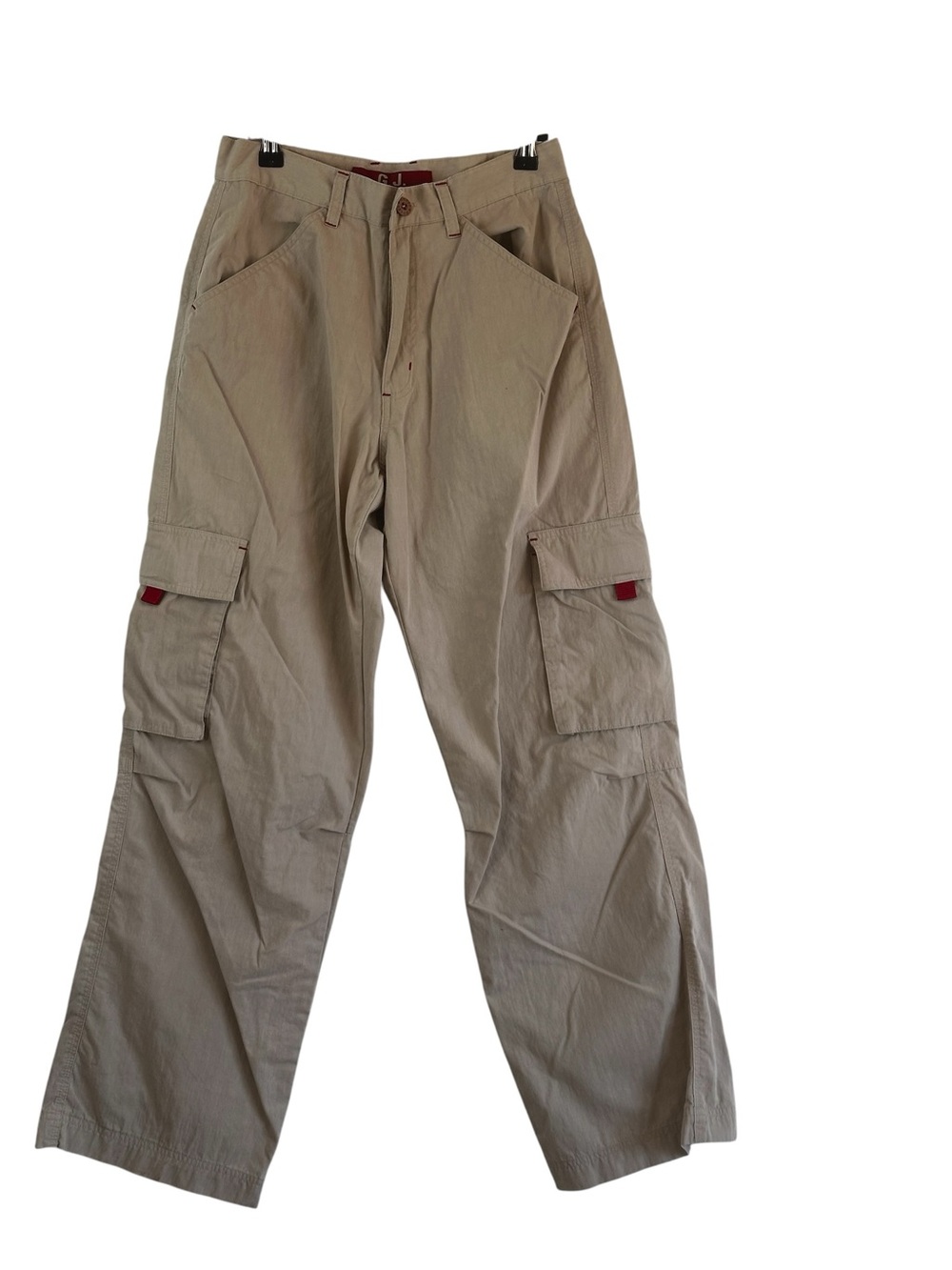 Vintage Guess G.J. Utility Cargo Pants Beige 28x30 Y2K Gorpcore Wide Leg